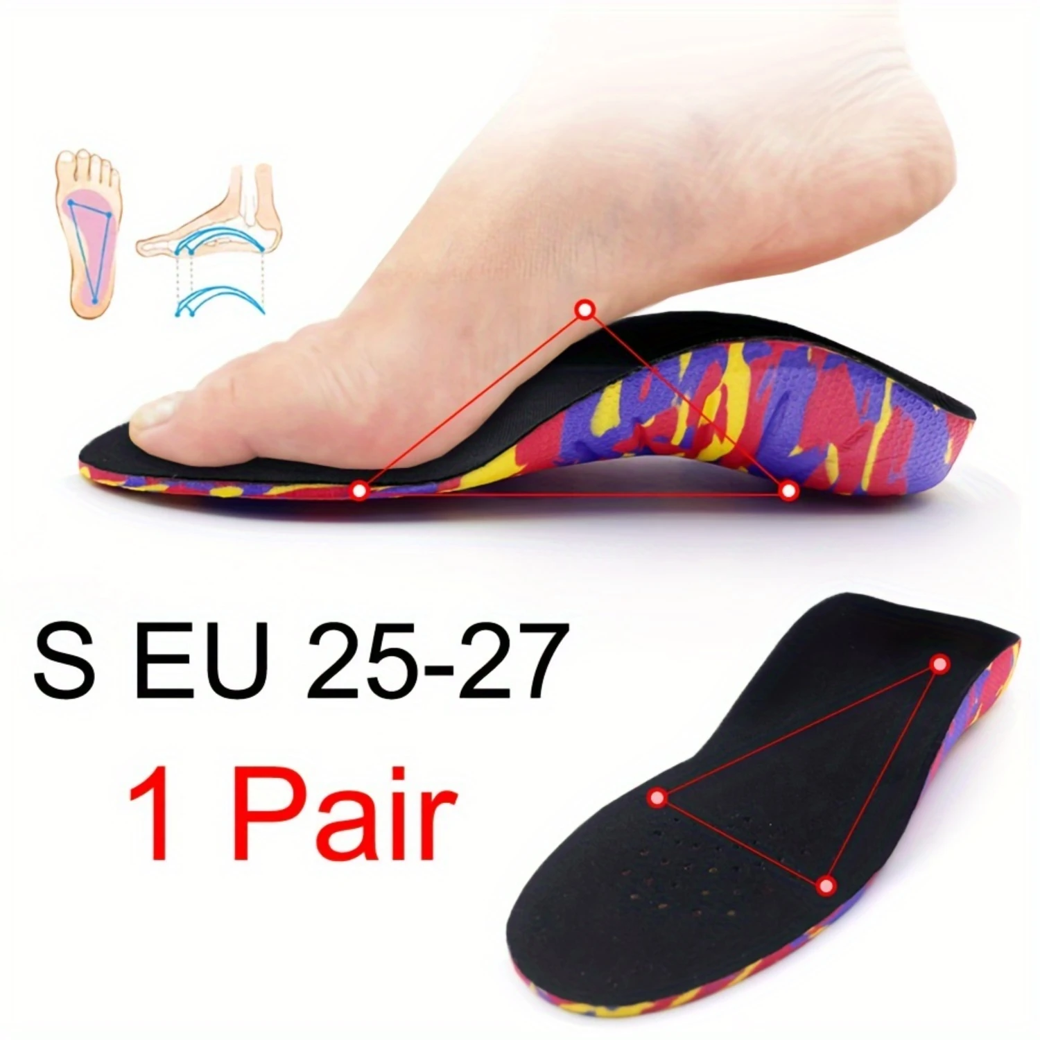 1 par de almohadillas correctoras para pies planos para soporte de arco, plantillas ortopédicas para piernas en forma de X/O, plantillas para pies, almohadilla correctora para pies