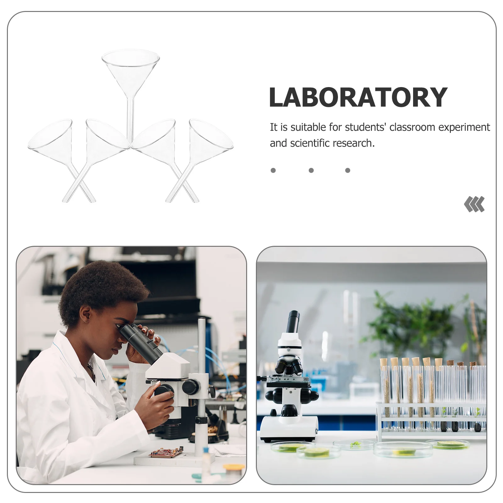 

5Pcs Glass Funnel Labware Analytical Chemistry Feeding Tool Lightweight Reusable High Temperature Resistant 60mm