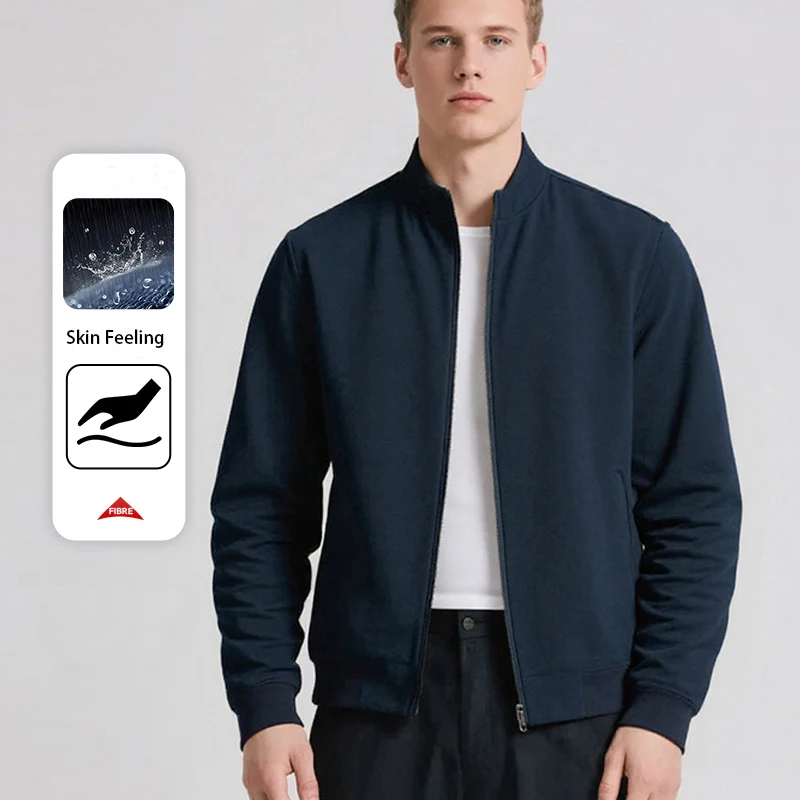 

Куртки для мужчин на молнии, осень-весна, легкая ветровка, мужская куртка, повседневная деловая куртка, однотонный деловой костюм, куртки