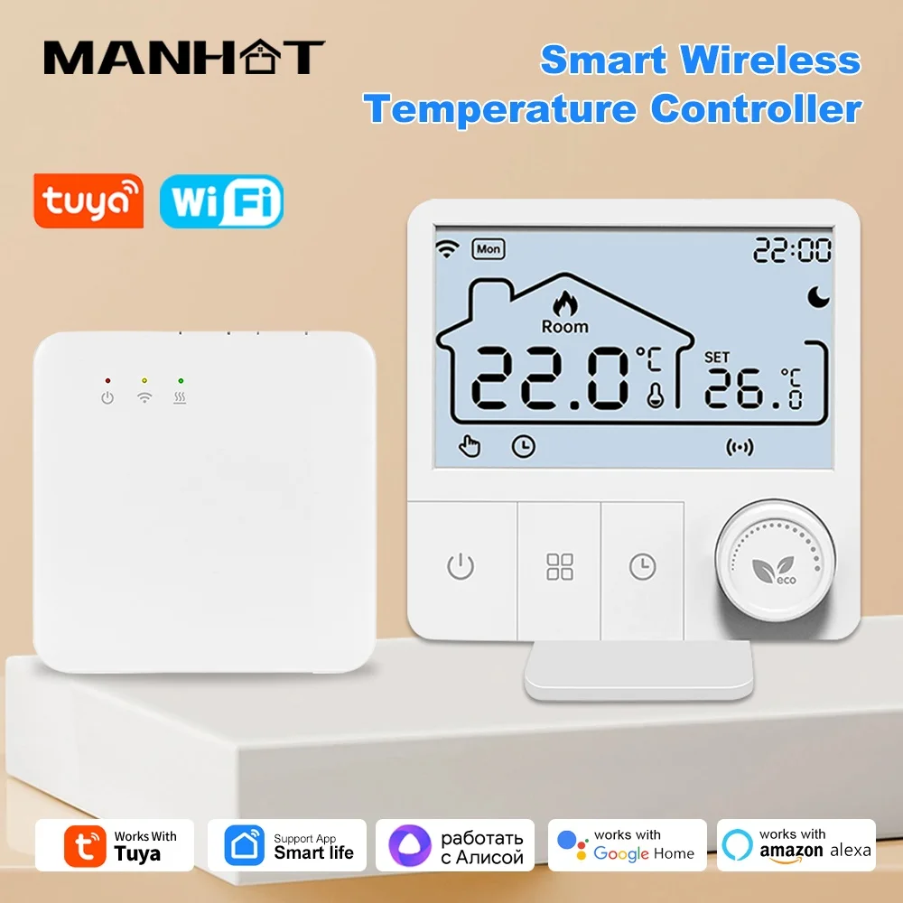 Thermostat sans fil WIFI Tuya pour chaudière à gaz RF868, chauffage au sol, contrôleur et récepteur de température pour maison intelligente, Alexa Google Alice