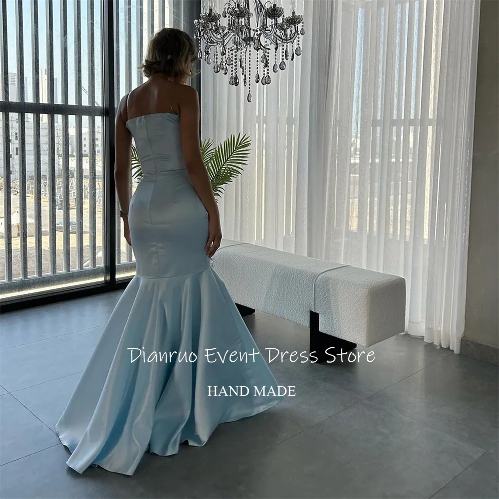 Dianruo Trägerloses Abendkleid Bodenlangen Romantische Vestidos De Fiesta Elegantes Satin Geraffte Roben Bal De Promo Angepasst