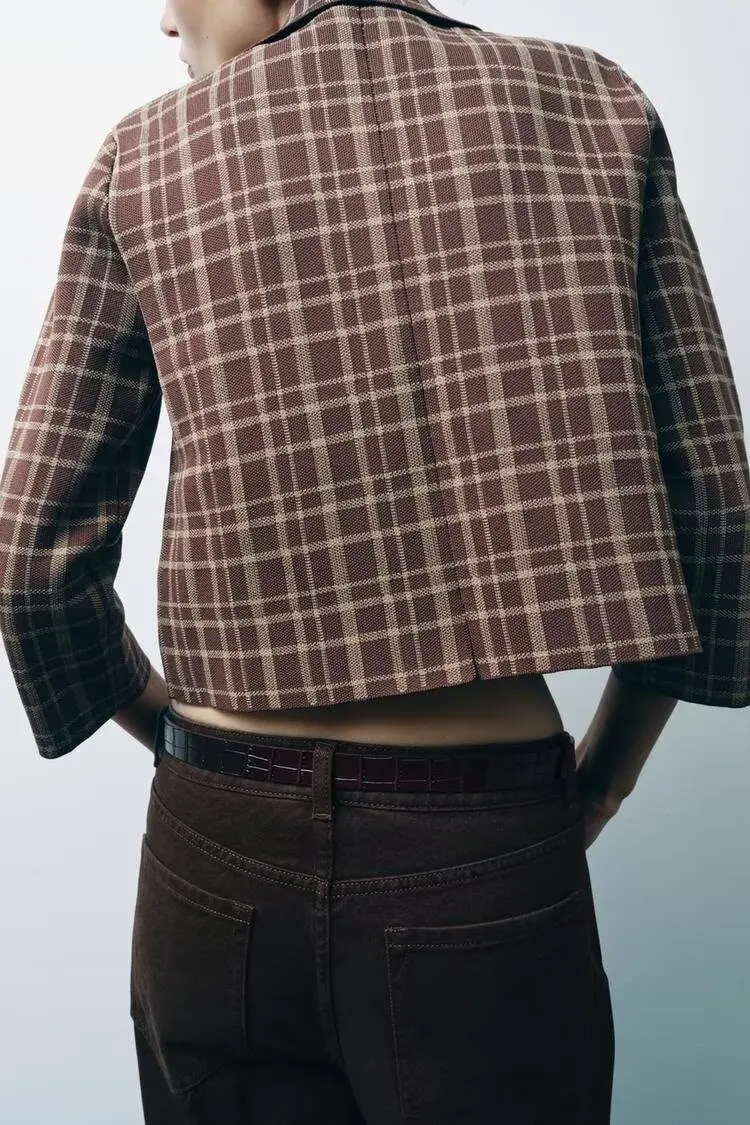 BB6869 الخريف 25 جديد تأثير الجلود اصطف زر الديكور متقلب طوق سبعة كم محبوك معطف قصير 4192145 #2