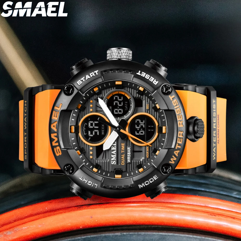 SMAEL Orologio sportivo da uomo Impermeabile LED Orologi digitali Cronometro Orologio con quadrante grande per uomo 8038 relogio masculino Orologi