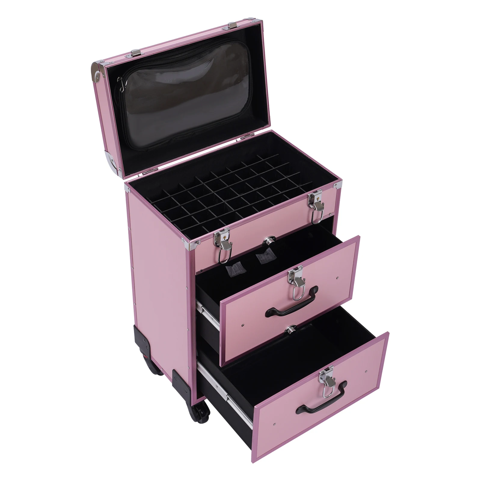 BYMAOCAR Beauty Salon Hair Styling Travel Make Up Case, Cosmetic Trolley Storage Organizer, For Beautician/ Hair Stylist