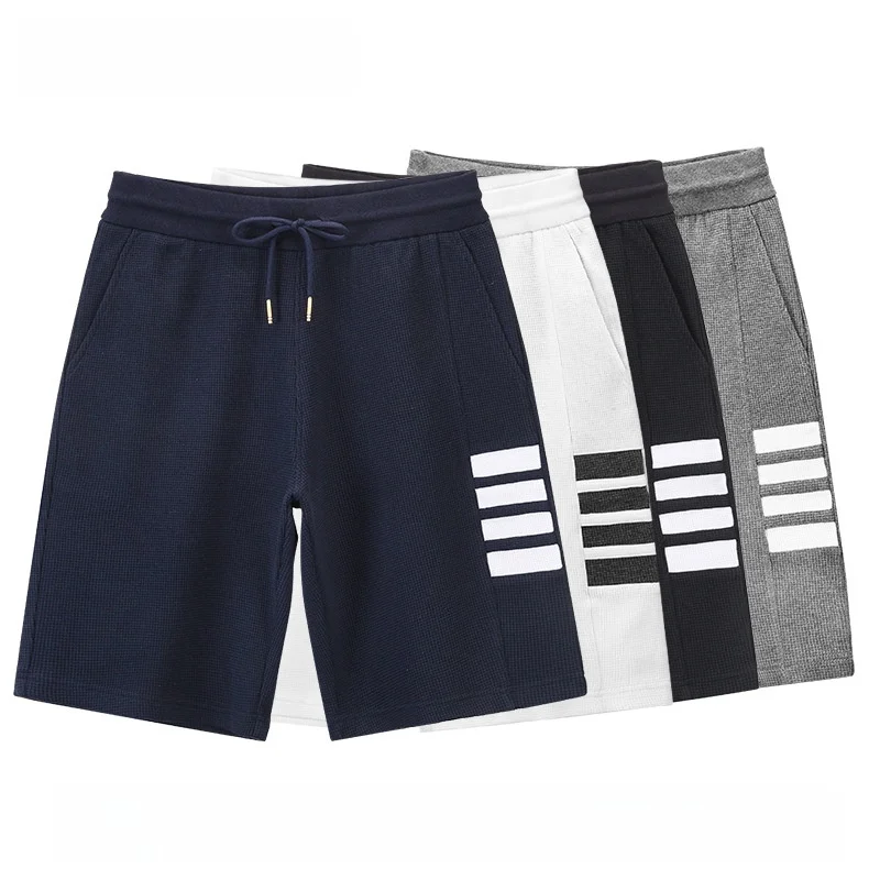 

Мужские летние повседневные спортивные шорты Browin с прямыми штанинами, в полоску, свободного кроя, с низкой посадкой, до колена, из хлопка, для молодежи