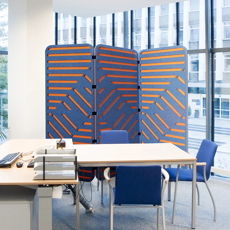 Customized Most Popular Double Carved Acoustic Office Divider Screen Polyester Acoustic Office Partition