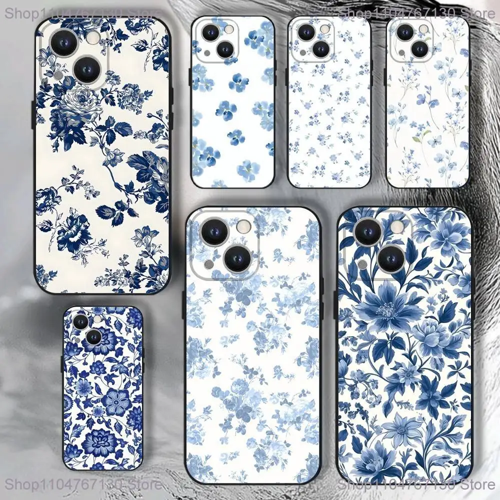 

Blue And White Porcelain Phone Case For iPhone 17,16,15,14,13,12,11,Pro,XS,Max,XR,Plus,E,SE4,Mini Black Soft Cover