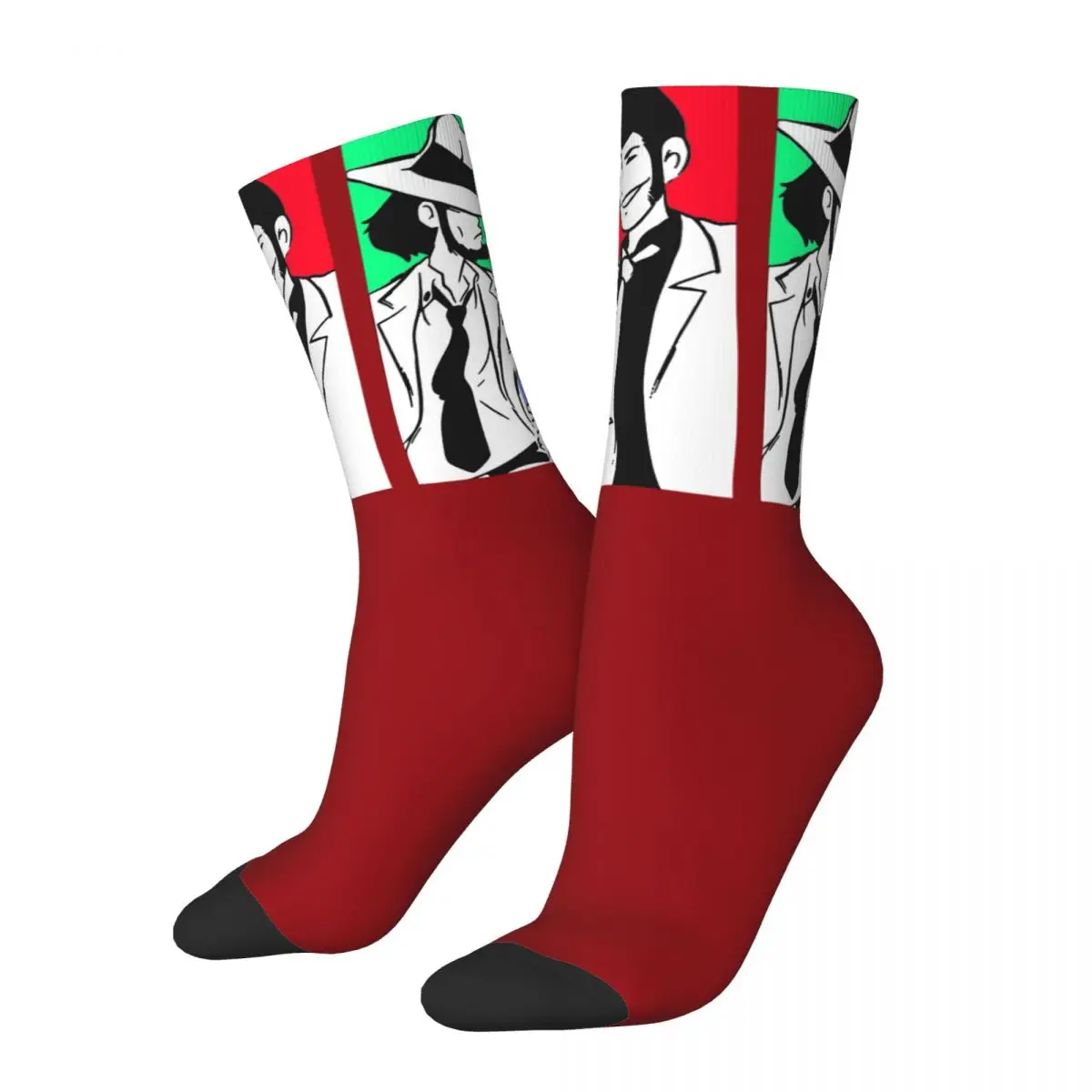 Happy Funny Men's Socks Jigen Goemon Vintage Harajuku Lupin the Third TV Series Hip Hop Novelty Seamless Crew Crazy Sock