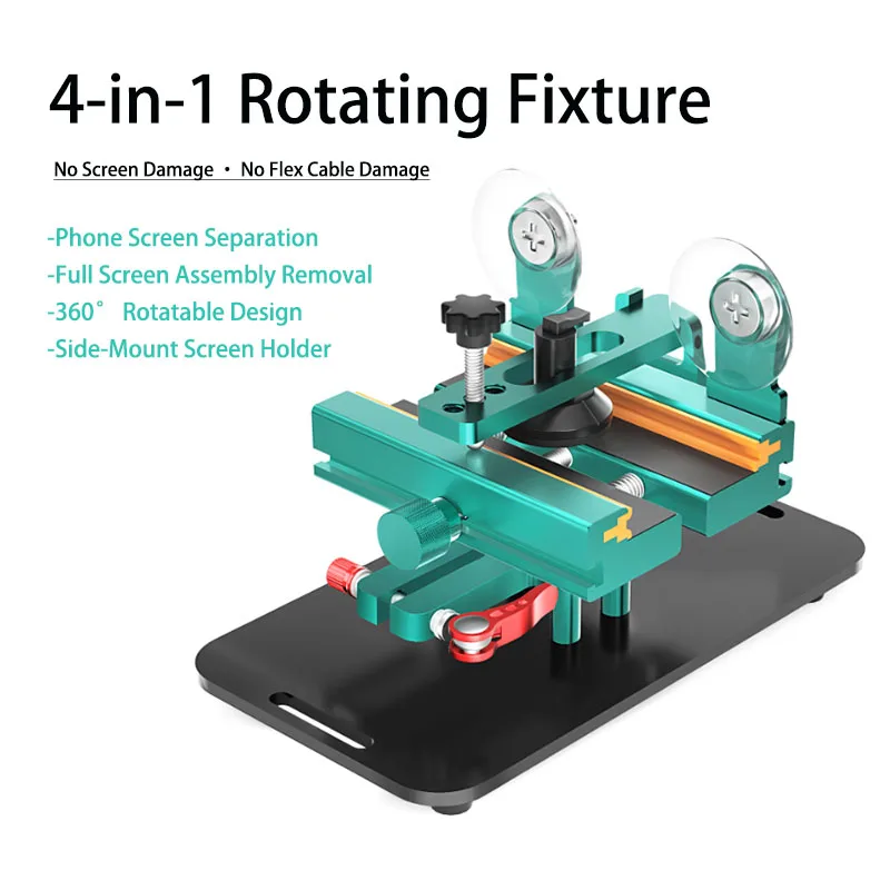 

Phone Repair Fixture No Heating Screen Separator Clamp with 360° Rotation Side Mount Holder for Screen Back Glass Disassembly