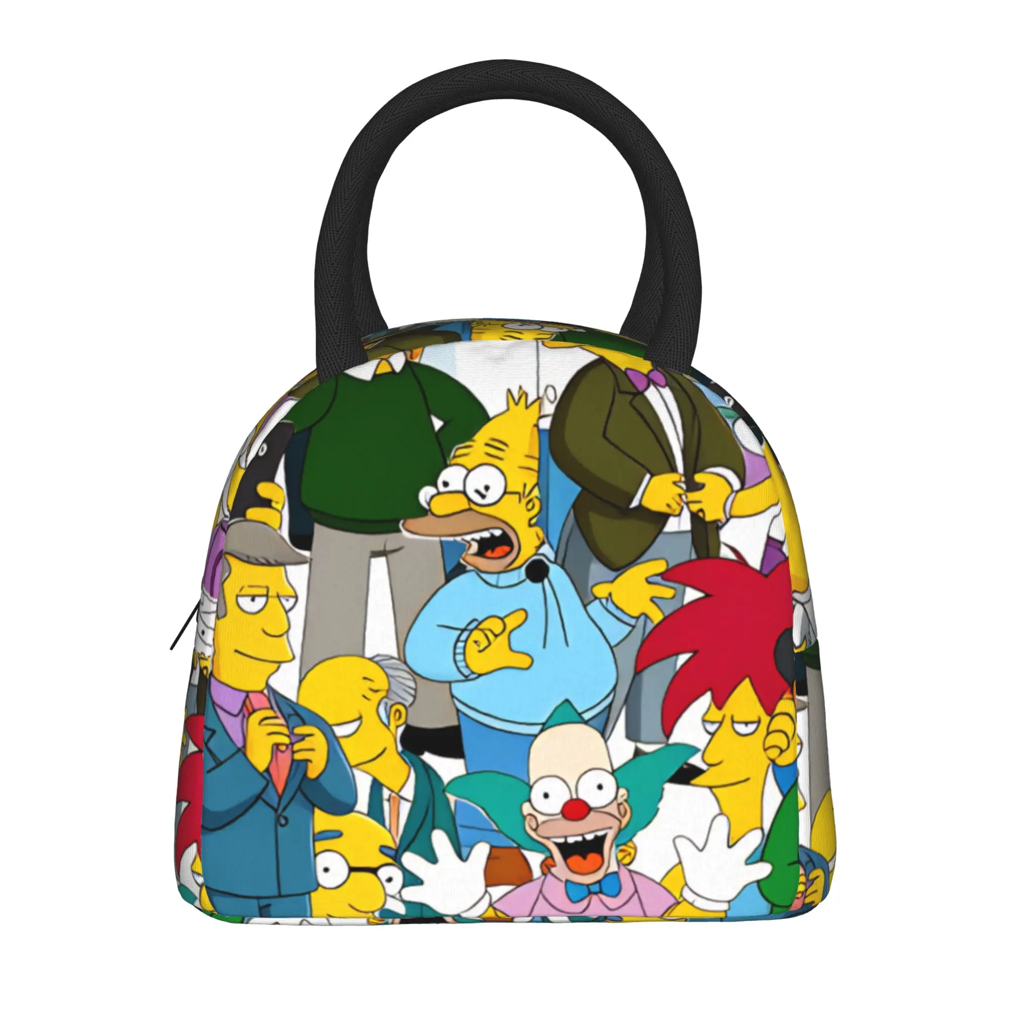 S-Simpsons Characters Group Portrait Lunch Bag Outdoor Picnic Lunch Box For Adult Print Thermal Tote Handbags Oxford Cooler Bag