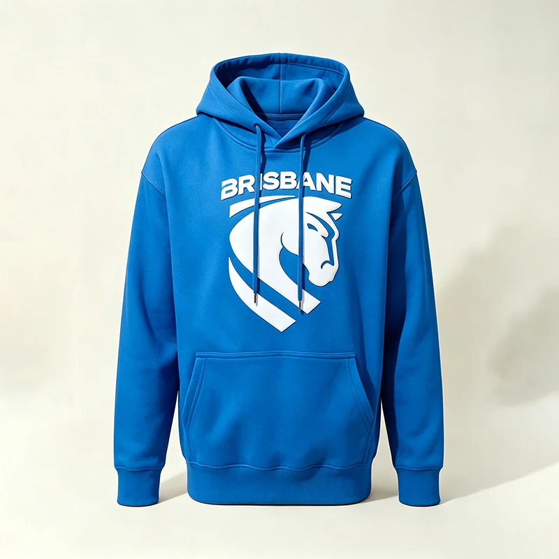Brisbane Adult Black Puff Print Hoodie, 100% Cotton Fleece Winter Warm Hoodie