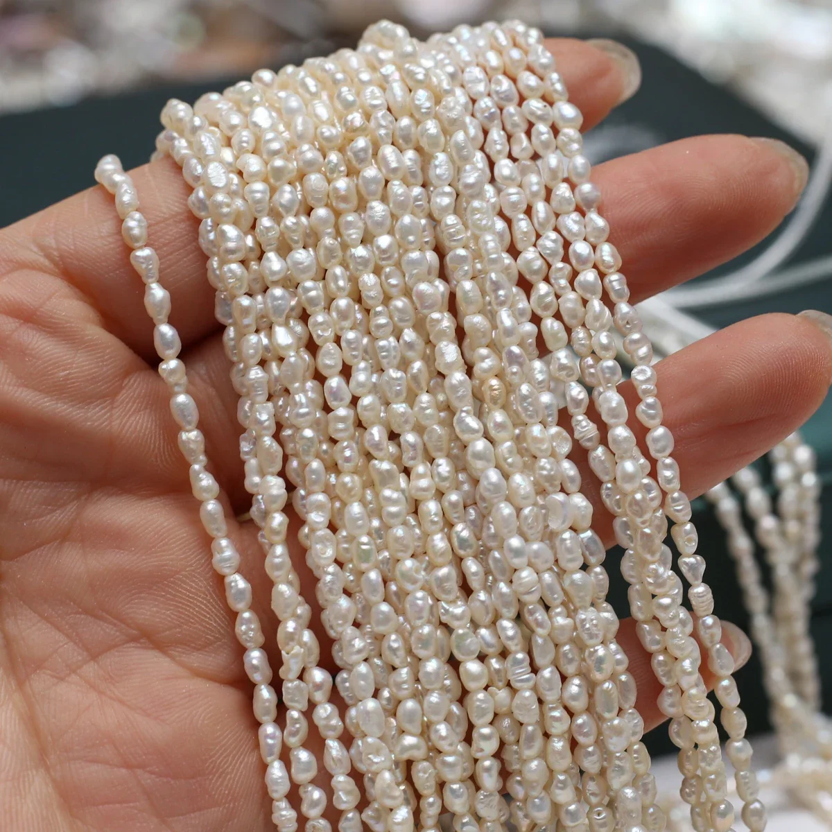 

Natural Freshwater Pearl Strand Beads a Grade 2-3mm Irregular Shape for DIY Jewelry Making Women Necklace Bracelet Accessory