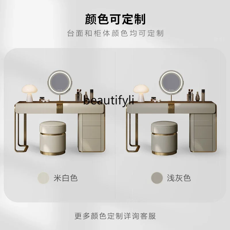 Light luxury makeup table Small apartment walnut marble designer simple dresser
