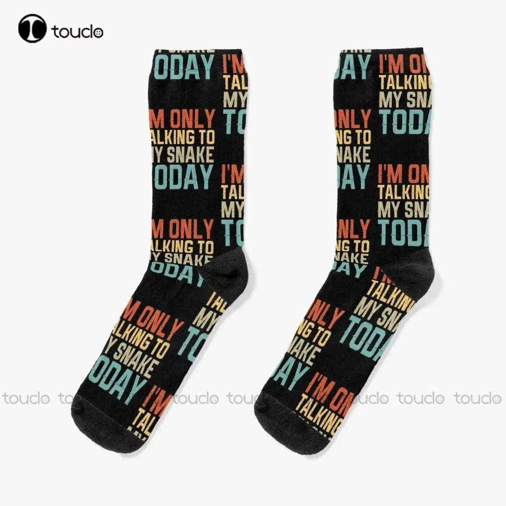 I'M Only Talking To My Snake Today Funny Gift Idea For Snake Lovers Socks Mens Athletic Socks Street Skateboard Socks Funny Art