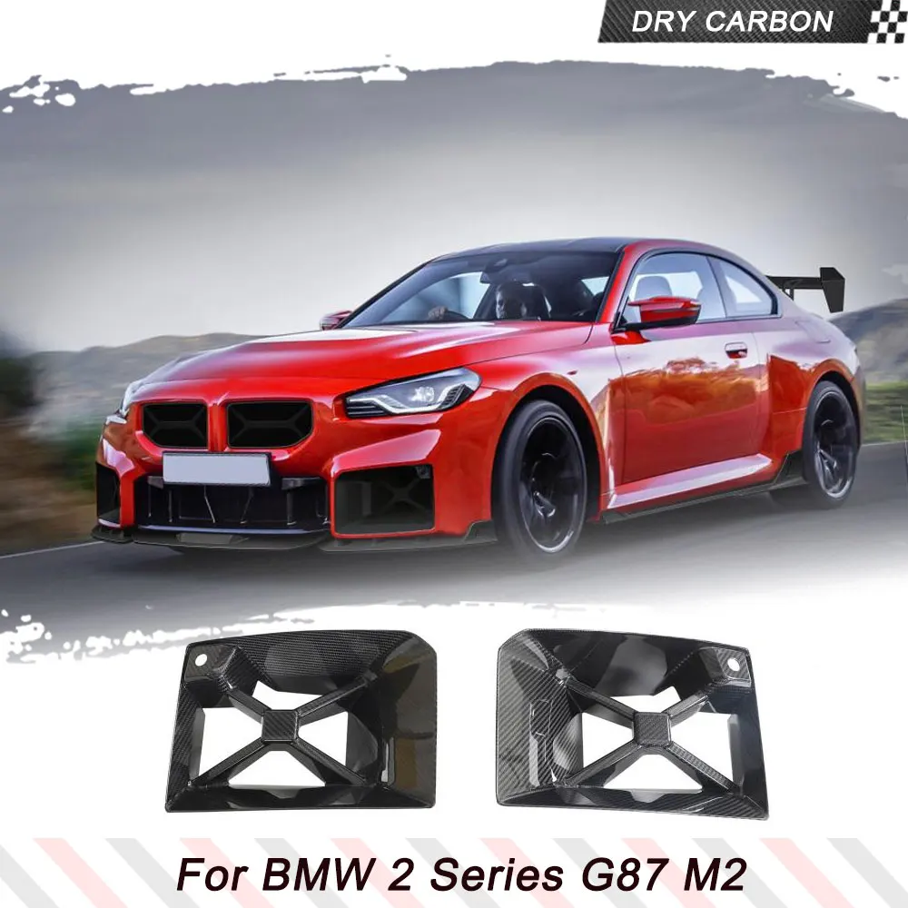 Car Front Fog Lamp Grill Air Vent Cover Trim For BWM 2 Series G87 M2 Coupe 2022UP Dry Carbon Fiber Vent Trim 1Pair