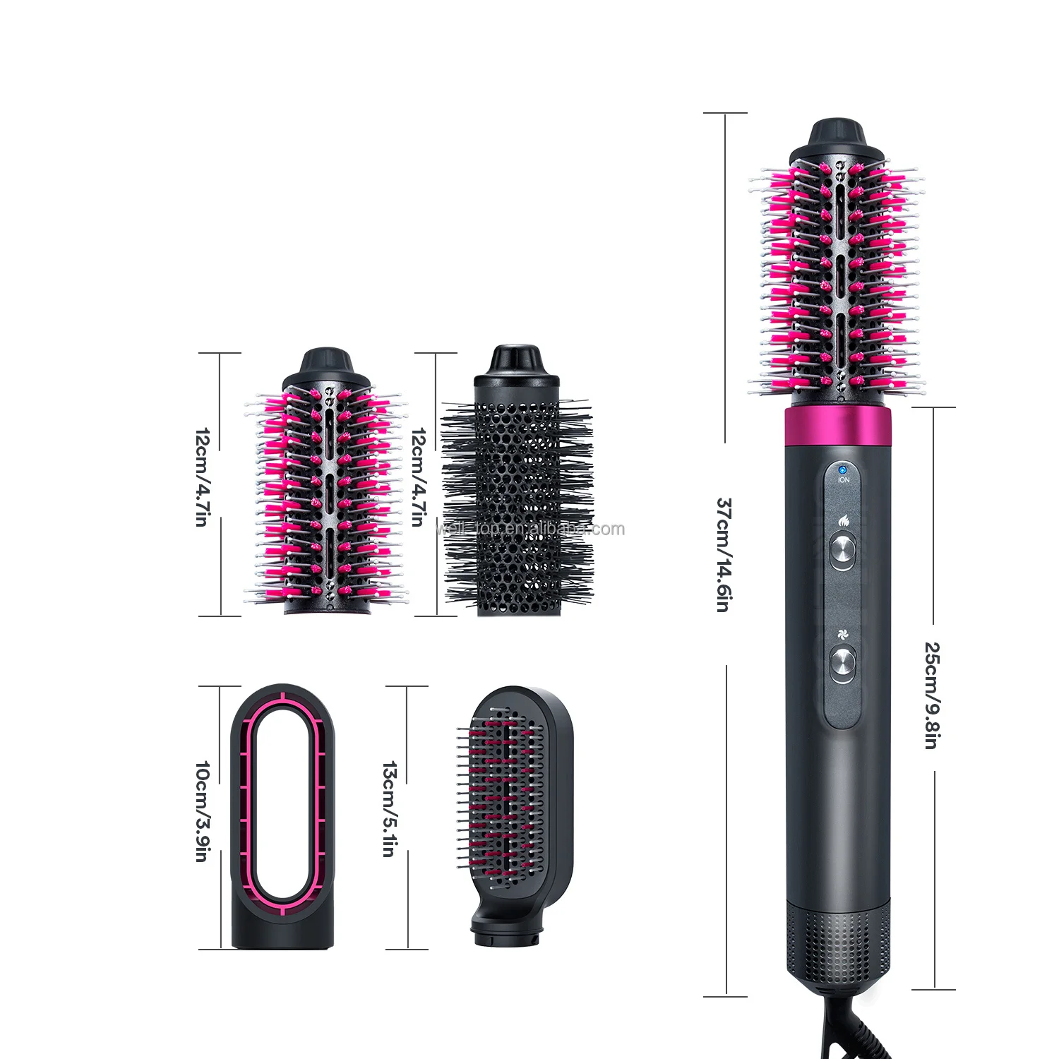 New Household Rotating Curler Ionic Hot Air Brush Professional 4 in 1 Negative Ions Hair Dryer Brush