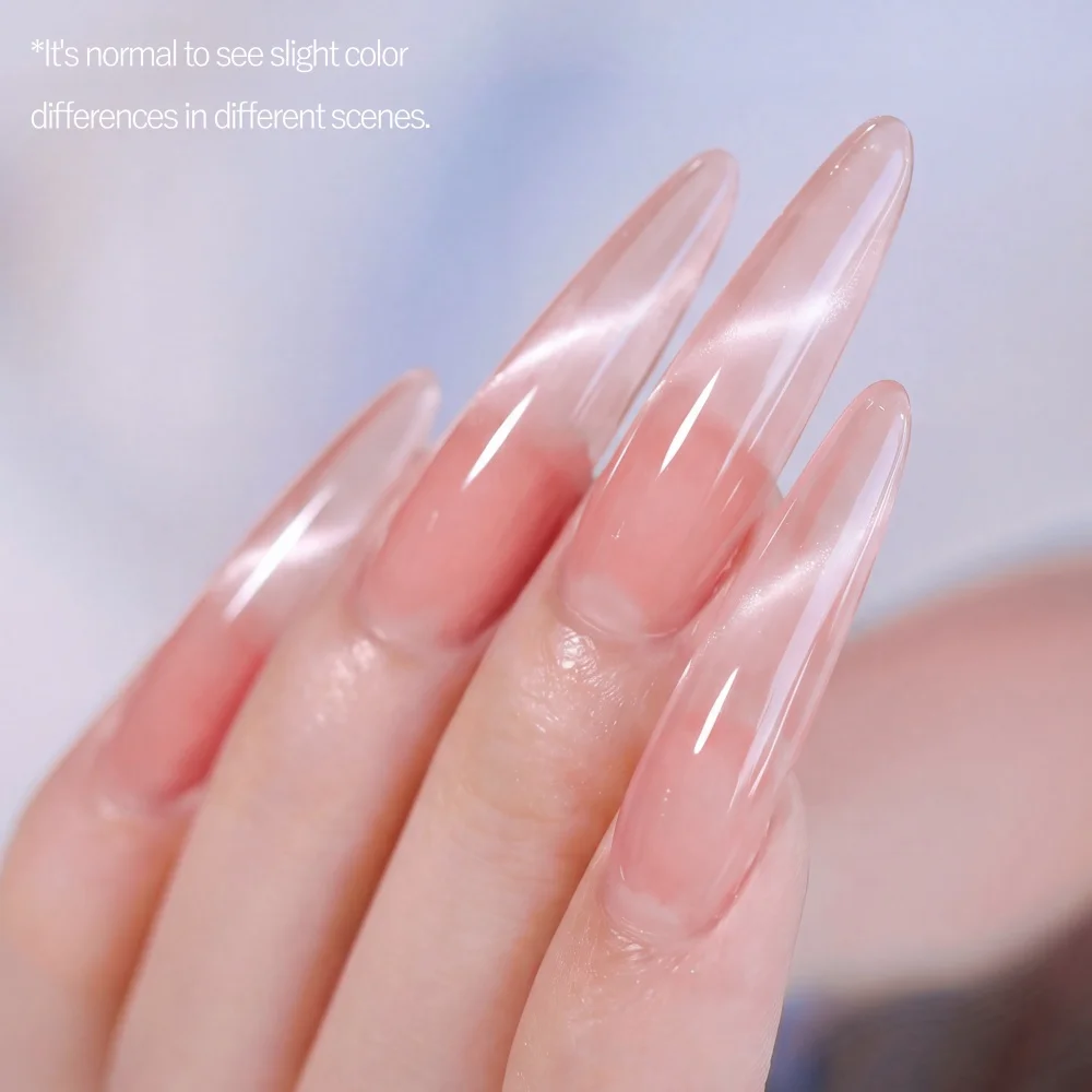 Visuatia Clear Nude Moonlight Cat Eye Nail Polish Gel 3-Piece Set, Gentle Nude Color Combination, Versatile for Commuting, Understated and Elegant Nail Art Creations, Creative DIY Nail Art Set for Nail Art Enthusiasts