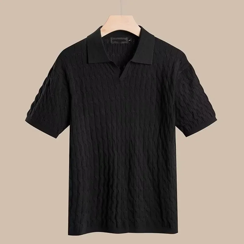 Men Short Sleeve Polo t-Shirts Slim Fit Knitted Polo Shirts Man Breathable Business Casual Tops  Comfortable t Shirt Man Clothes