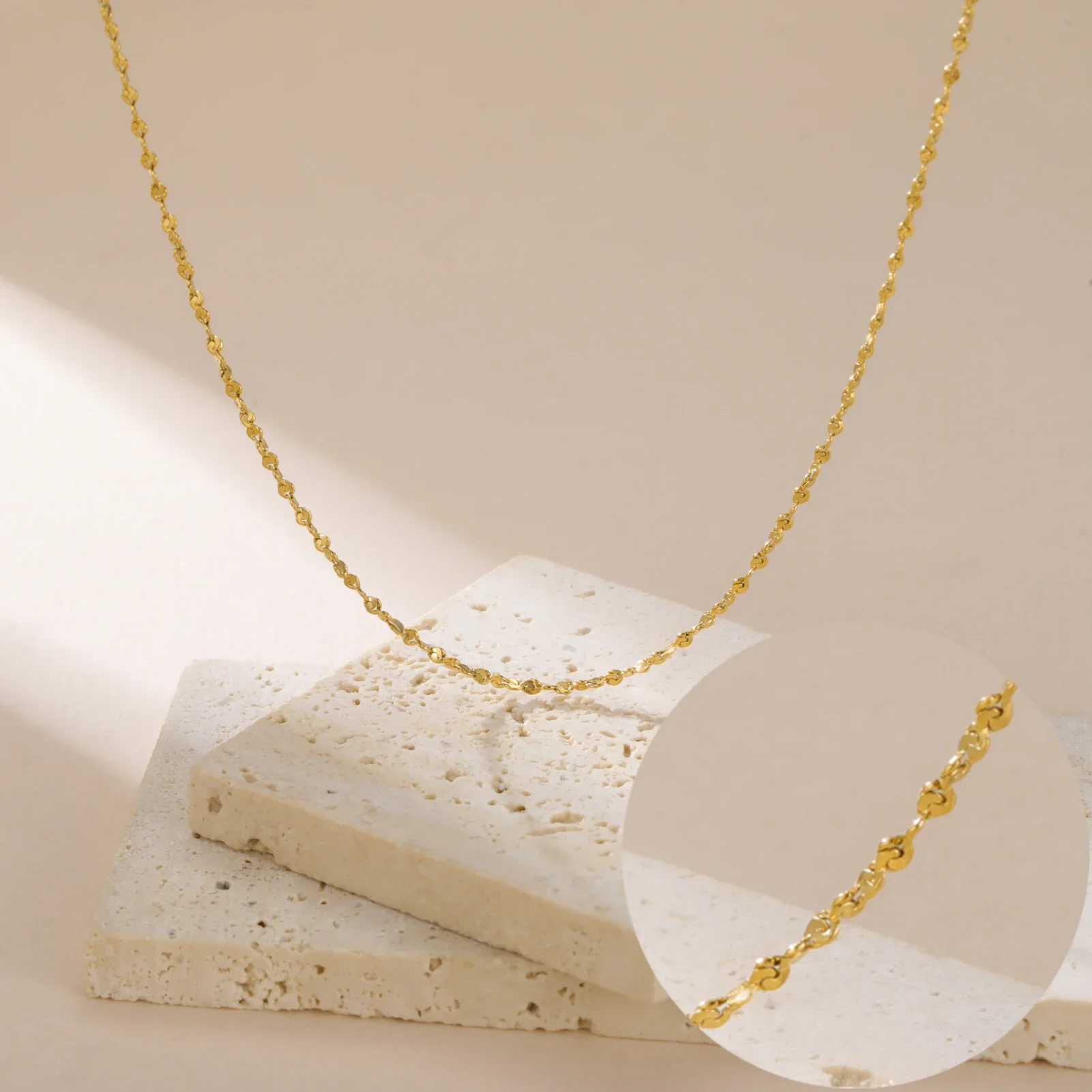 5pcs/lot Sparkle Chain Necklace Stainless Steel Gold Color Basic Minimalist Necklace Choker Women Jewelry Wholesale