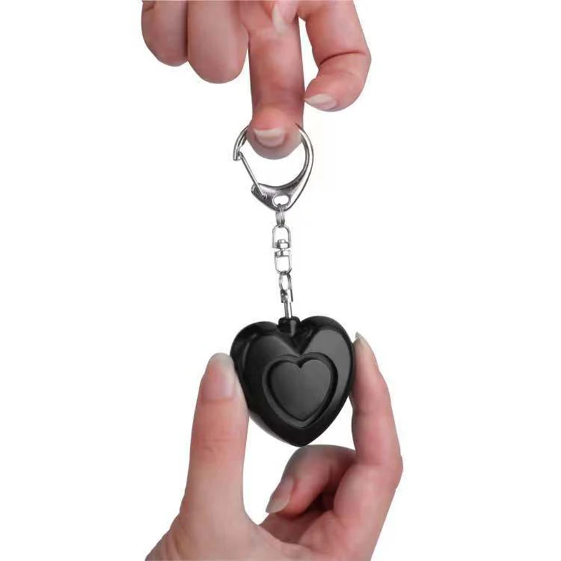 Small Personal Anti-Attack, with LED Light Coy Heart-Shaped Alarm and Alert Protection Keychain
