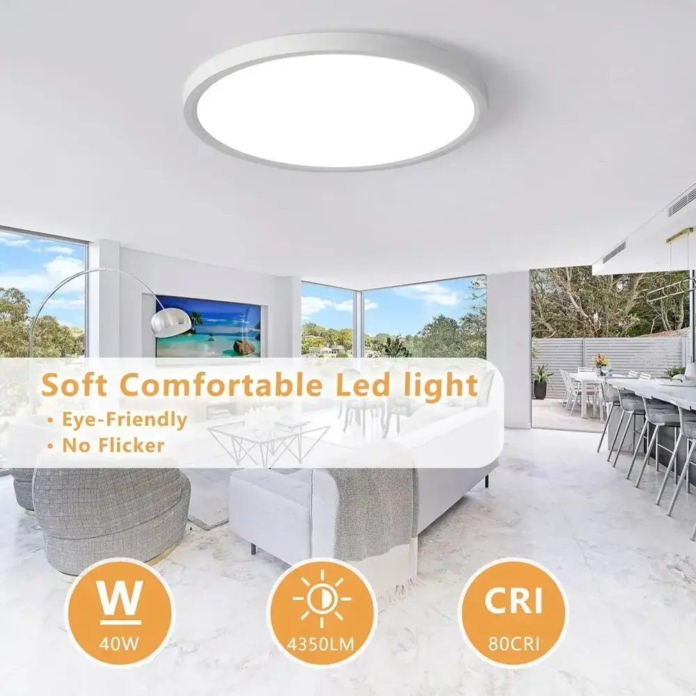 Lampu Plafon LED 20 Inci 40W 4350LM CCT Dapat Dipilih 3000K 4000K 6000K Ultra Tipis Hemat Energi