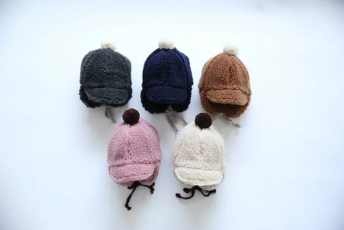 Honig kirsche neues Baby warmer Bär Plüsch Gehörschutz Hut Baby Peaked Cap Neugeborenen Zubehör