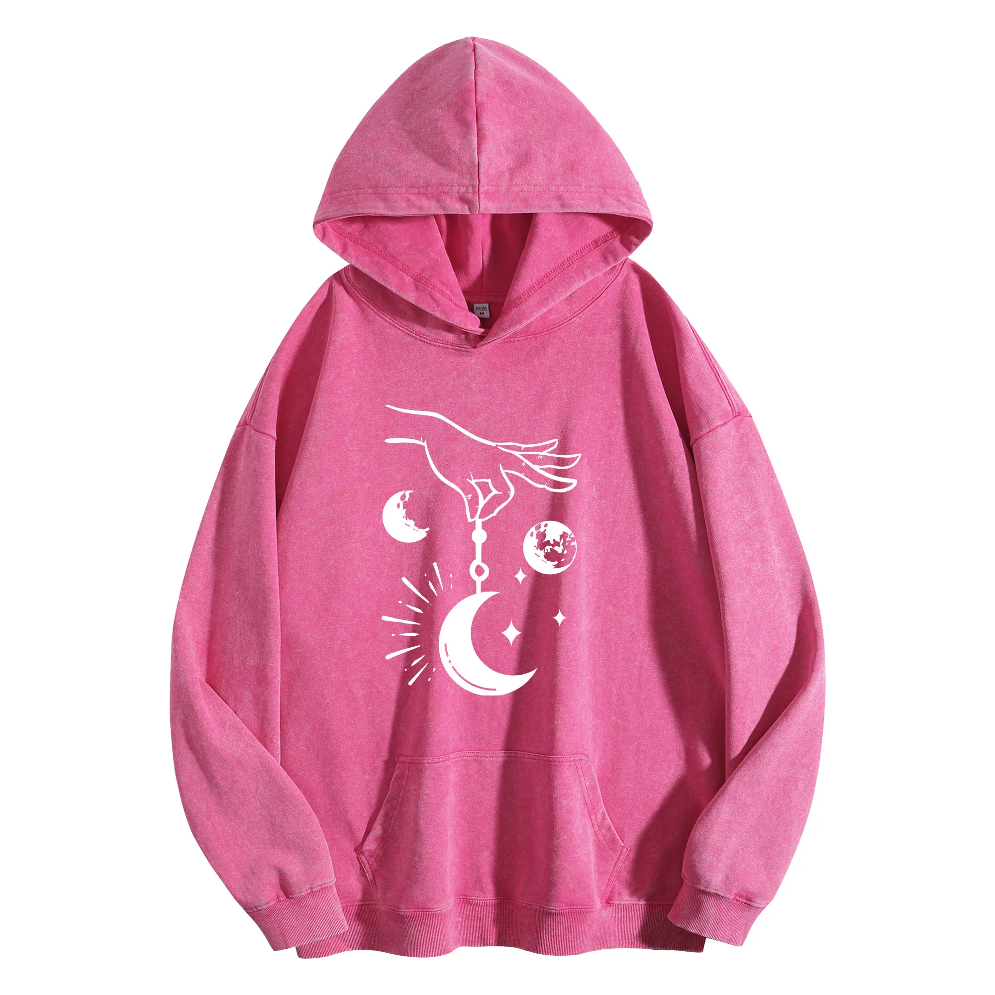 طباعة جرافيك الأيدي المكرسة 400G هوديي عتيق مغسول للجنسين بلوفر كبير الحجم ملابس الشارع مجموعة الخريف/الشتاء