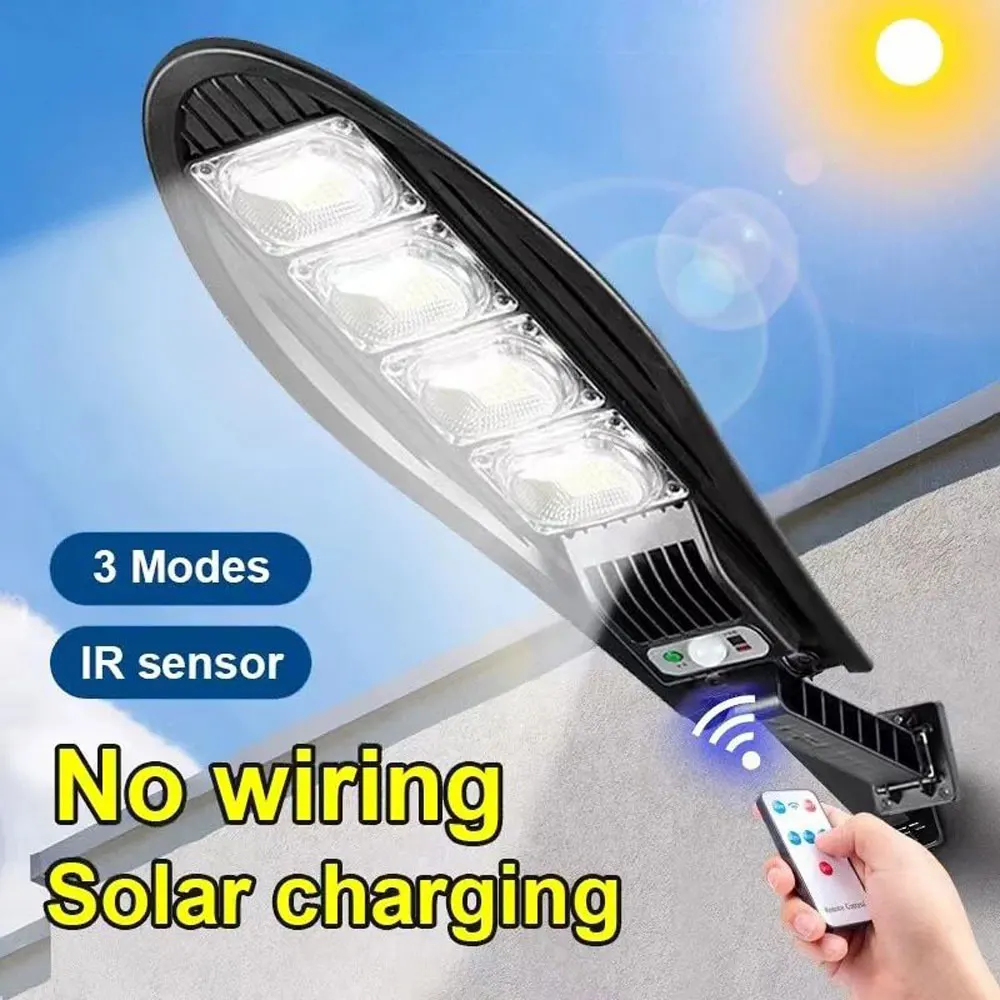 Outdoor Solar Street Lights Waterproof LED Garden Wall Lamp with Remote Control 3 Light Modes Motion Sensor for Garage And Garde