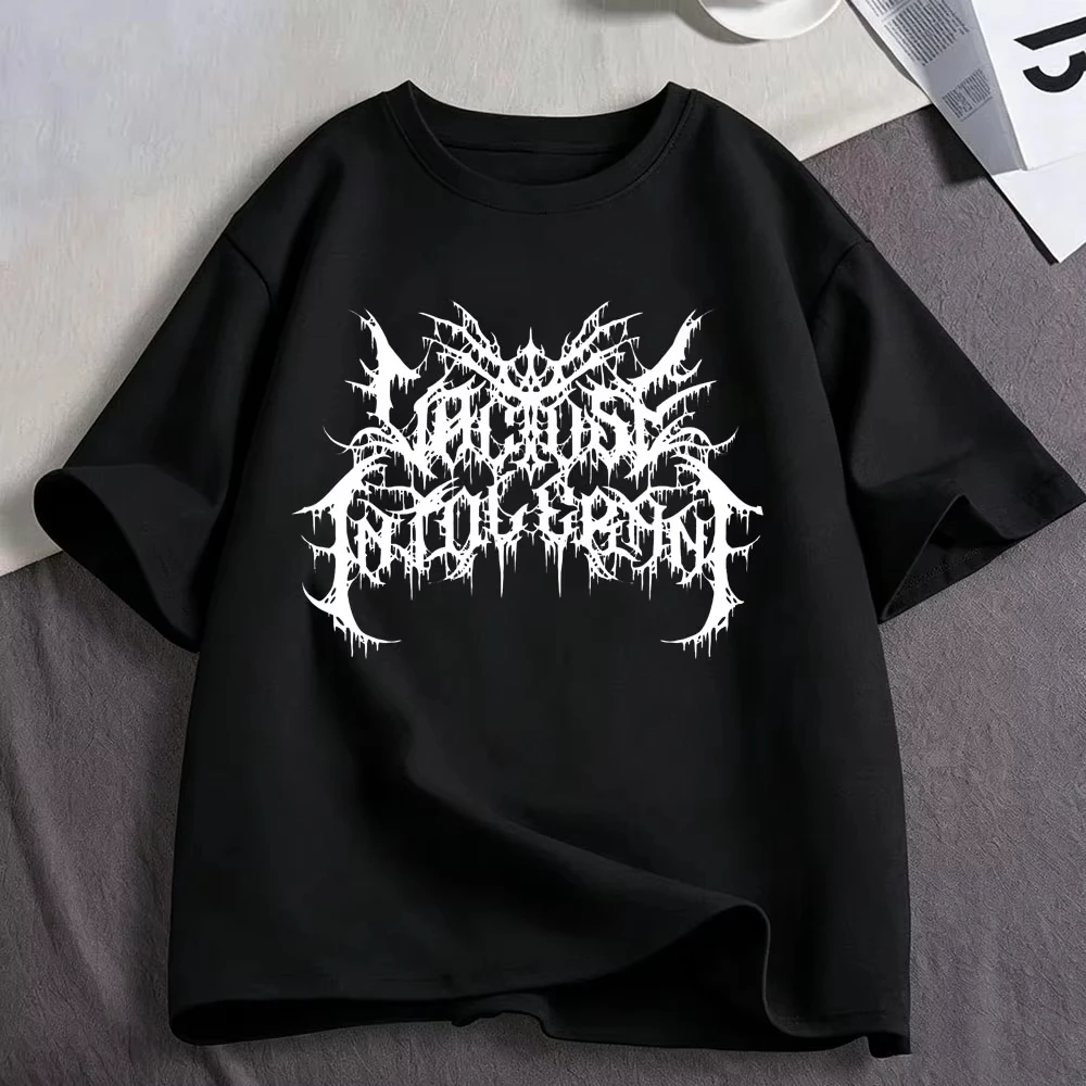 Lactose Intolerant Metal Gothic Funny Logo T Shirts Men's Women Clothing Fashion Casual Cotton Oversized Short Sleeve T-shirts