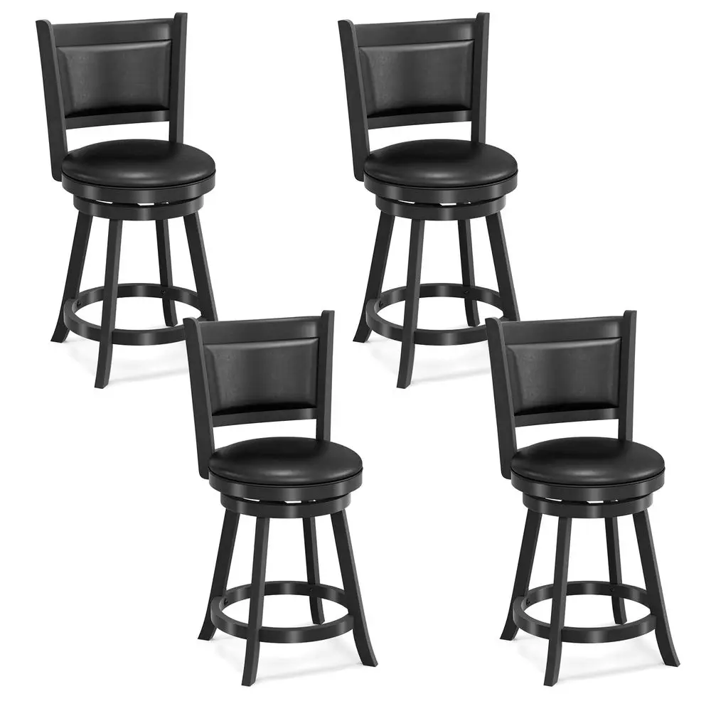 

Bar Stools Set of 4, 360 Degree Swivel, 24 Accent Wooden Swivel Seat Counter Height Bar Stool, Leather Upholstered Design, PVC
