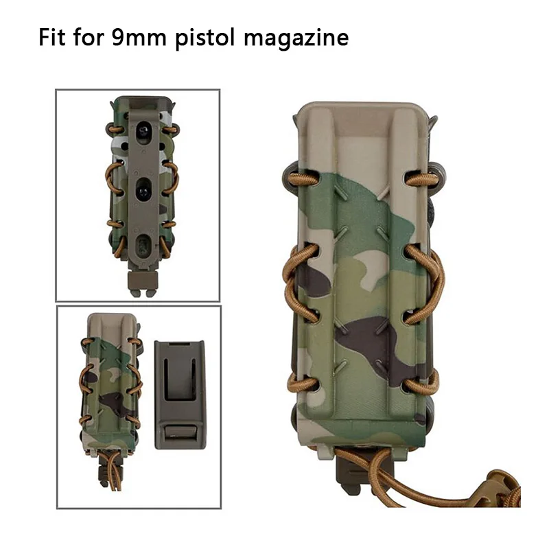 9mm Pistol Magazine Pouch Polymer Magazine Holder Carrier with MOLLE Clip and Belt Clip Hunting Mag Holster Bag