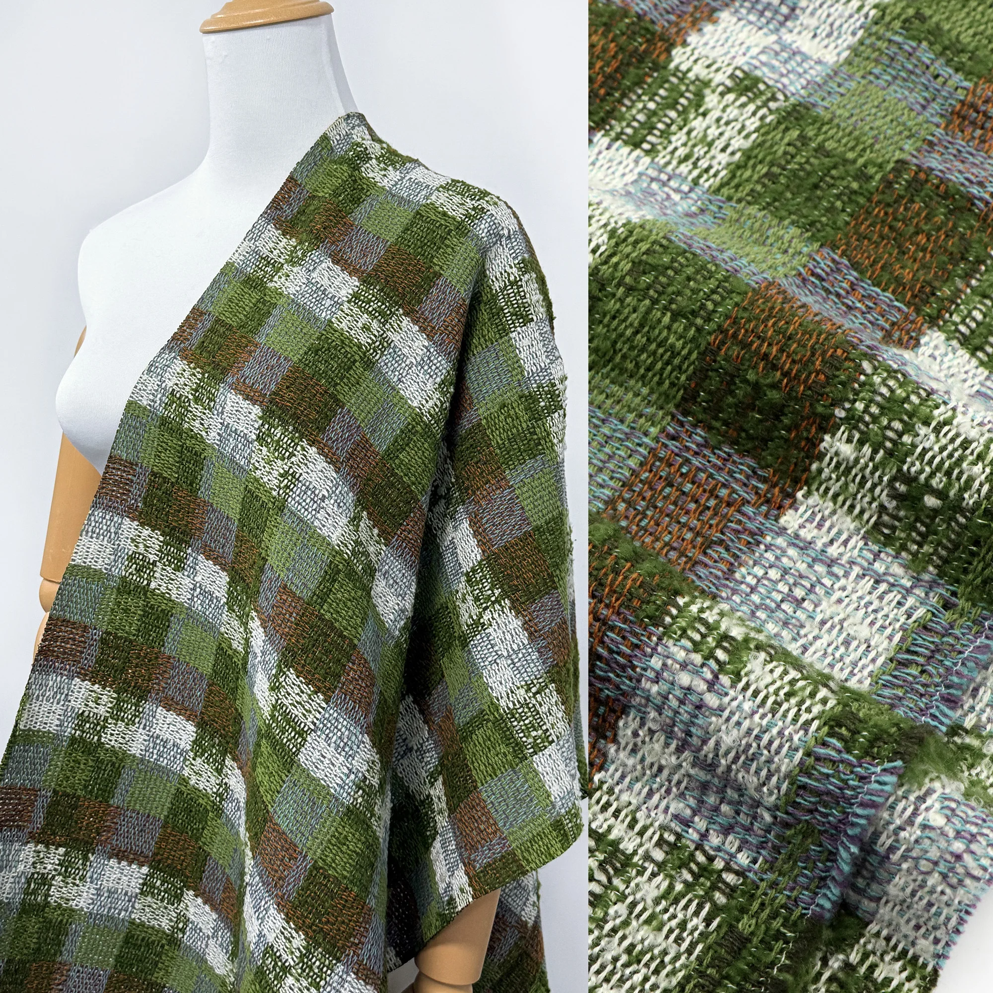 Pre-cut 1pc 57.08x19.68inch(145x50cm) Grid Small Fragrant Fabric,100% Polyester Precut