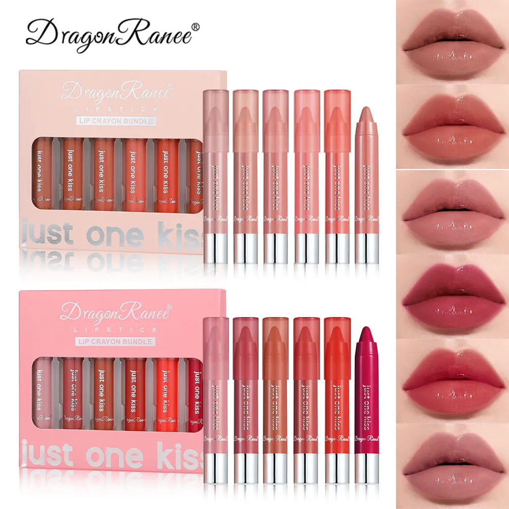 

6 Pcs Lipstick Set Moisturizing Texture Long-lasting Waterproof Non Sticky Fashion Lipstick Cosmetics Festival Gift Set 2.5g*6