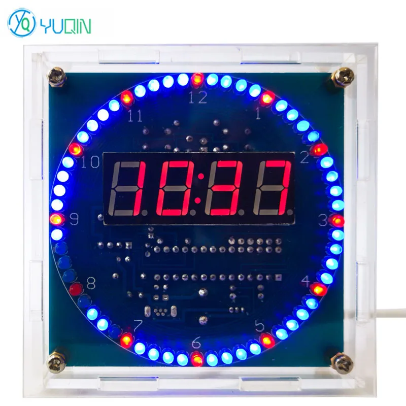 Four Position Rotating Electronic Clock Temperature Controlled Optical DS1302 LED Kit DIY Loose Parts