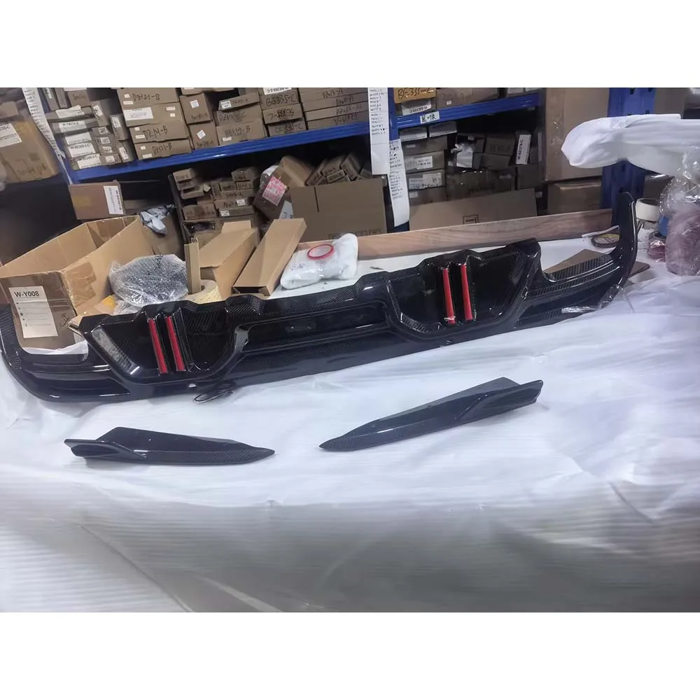 

Prepreg Dry Carbon Fiber for BMW F95 X5M 2019+ Rear Diffuser Lip Spoiler Splitters FRP Rear Bumper Extension Car Accessories