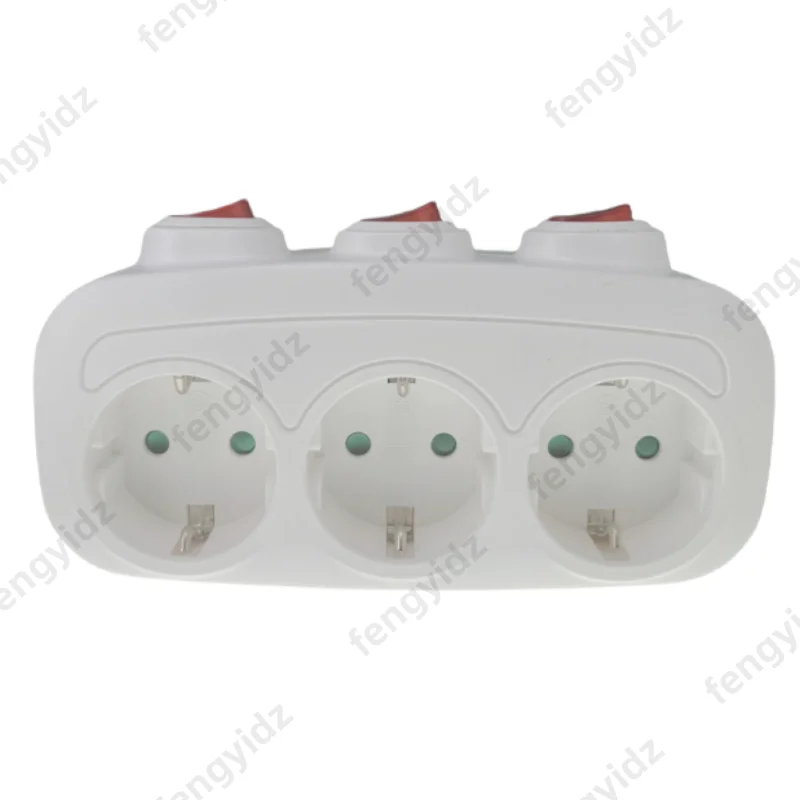 

EU Electrical Sockets With ON/OFF Switch Euro Mounted 1 To 3 Way Germany Standard Extensions Adapter Power Plug Socket ﻿