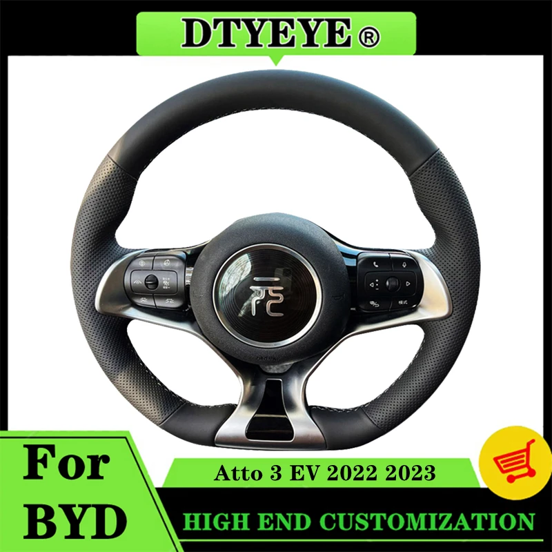 

Car Steering Wheel Cover For BYD Atto 3 EV 2022 2023 Customize Car Accessories Genuine Leather DIY Original Steering Wheel Braid