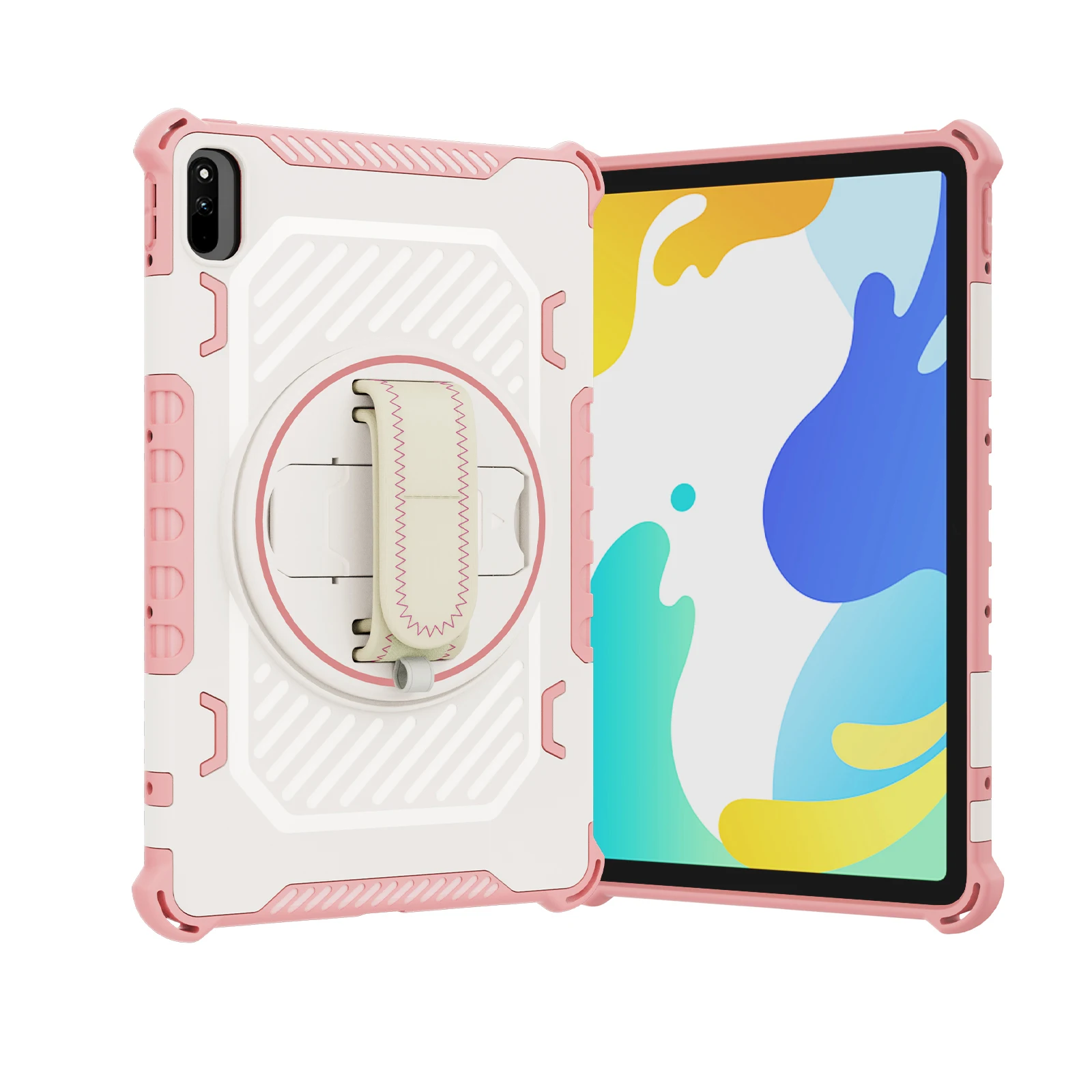 360 Rotating Case For Huawei MatePad 10.4 Pro 11 SE 10.1 T10 S Enjoy Tablet 2 Shockproof Stand Cover For Honor V7 V6 Hand Strap