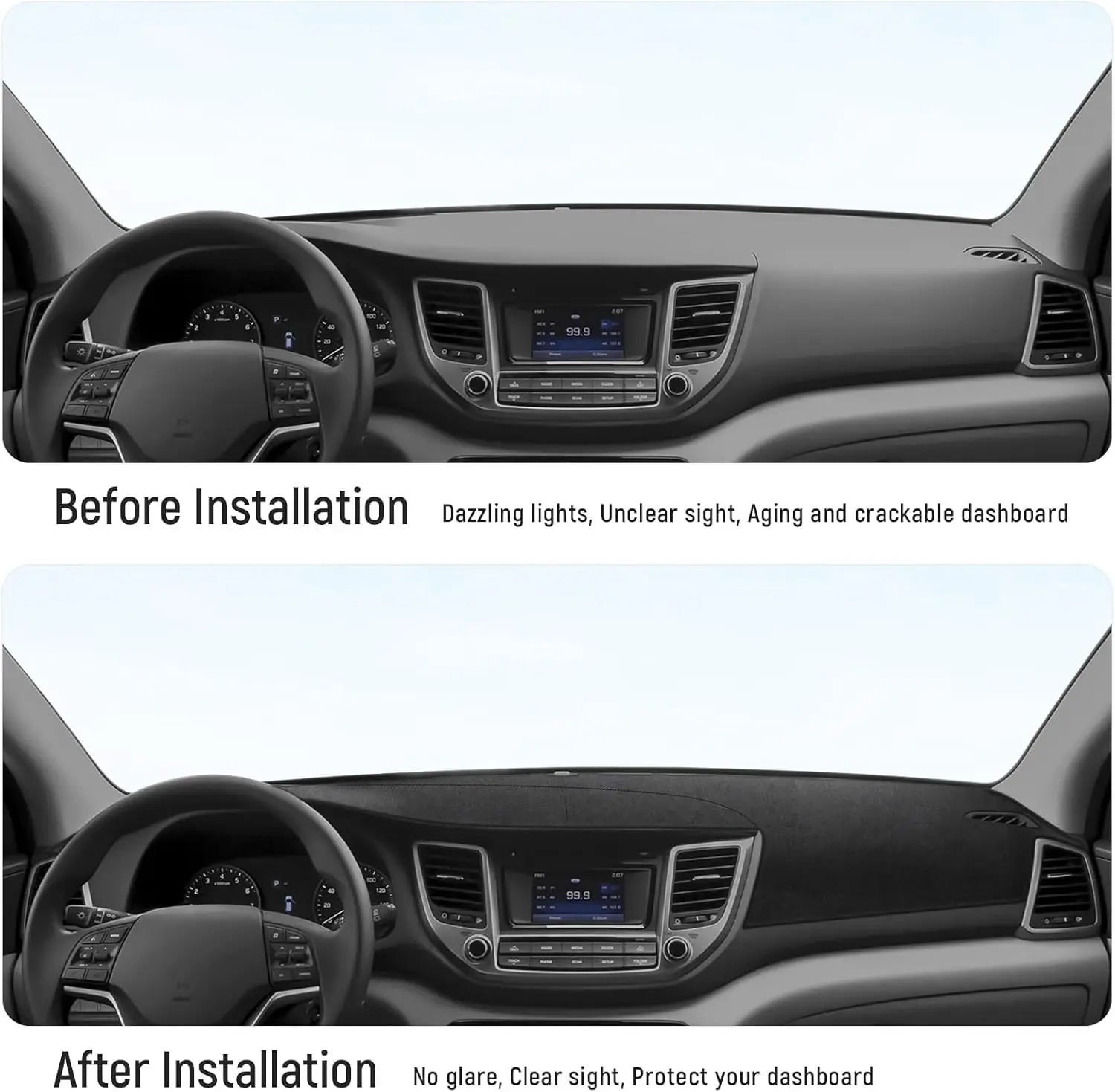 Dash Cover Compatible For Hyundai 2016 2018 Tucson Accessories Flannel Dashboard Cover Dash Mat Center Console Cover Sunshield view 3