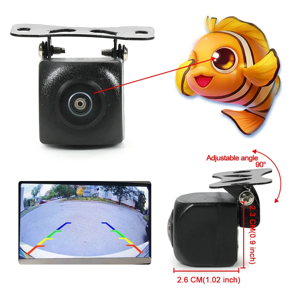 TEENRAM  HD Night Vision 170° Fisheye Universal Camera 1080P AHD Car Rear View Camera,can Switch To CVBS, Reference Line on/off