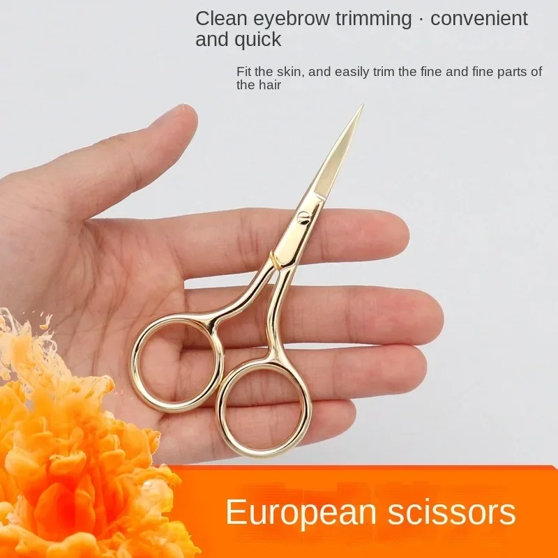 1x Gouden Wenkbrauwschaar Neushaar Veilig Knippen Wimper Trimmer Gezichtshaar Verwijderaar Manicure Schaar Nagel Nagelriem Make-Up Tool