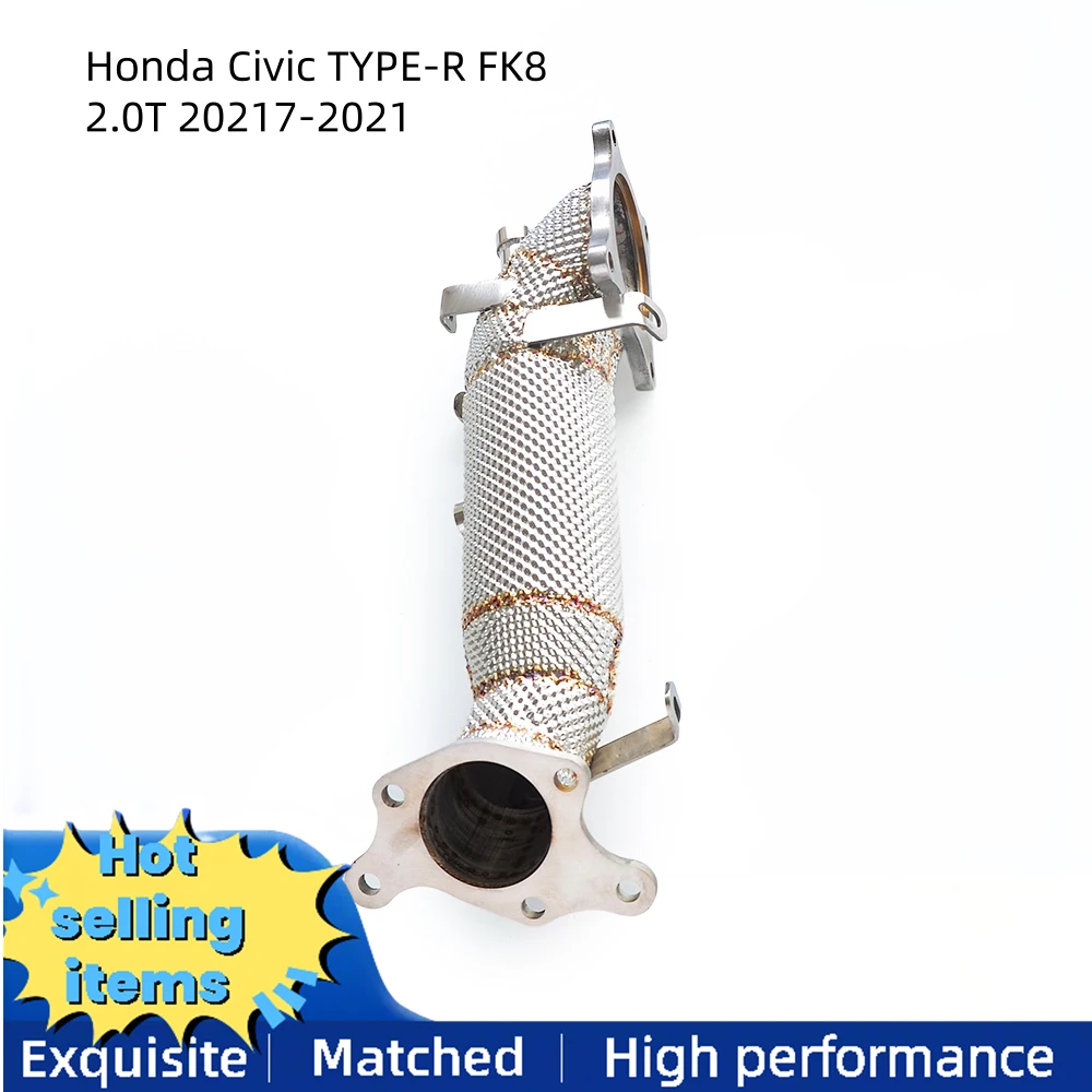 

Высокий расход с кронштейном и выхлопной трубой для Honda Civic TYPE-R FK8 2.0T 20217-2021, выхлопная труба с/без каталитического