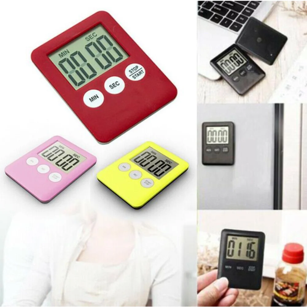 100 PCS Pocket Credit Card Size Kitchen Timer Digital Countdown Cooking Timer Count Down Alarm Clock Kitchen Tools