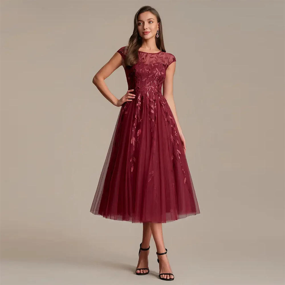 baziiingaaa-evening-dress-round-neck-short-sleeve-sequin-see-through-patchwork-a-line-tea-length-wedding-guest-evening-dresses