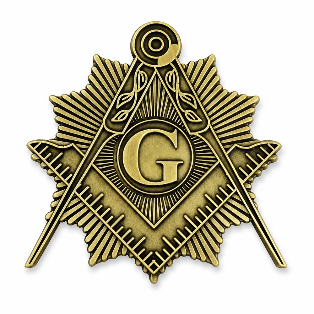 Vintage Masonic Car Emblem Antique Gold Square Compass Letter G Badge Auto Rear Window Sticker Freemason Car Styling Accessories