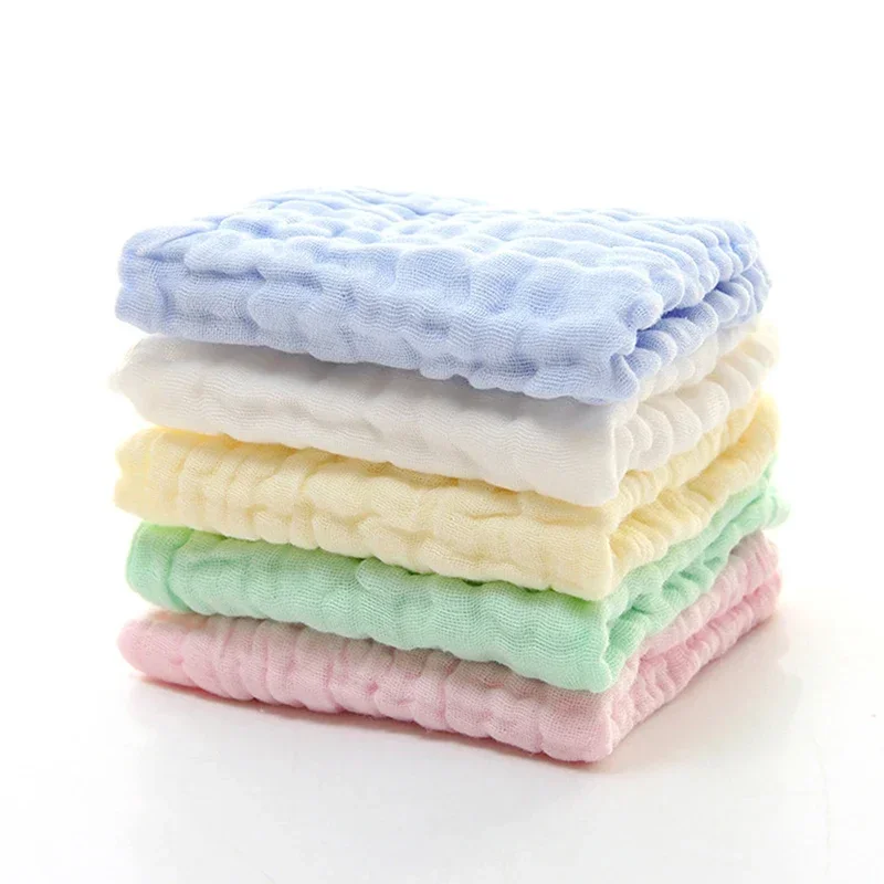 5pcs Kids Handkerchief Bath Towels Face Washcloth Muslin Squares Cotton Hand Wipe Gauze Baby Towel for Bathing Feeding 30x30cm