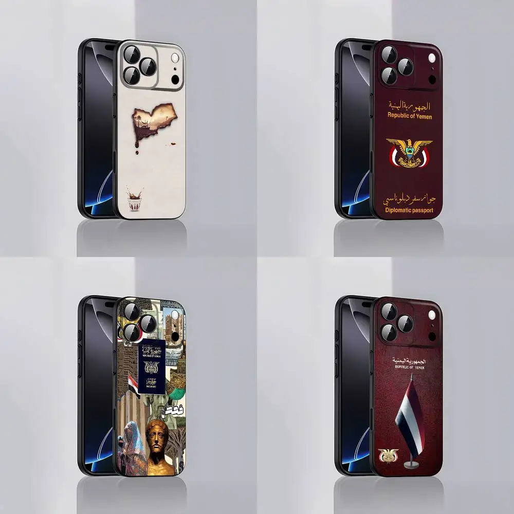 

Yemen National Emblem Flag Passport Map Phone Case For iPhone 17,16,15,14,13,12,Pro,Max,Plus,E,SE4,Air,Mini Black Soft Cover