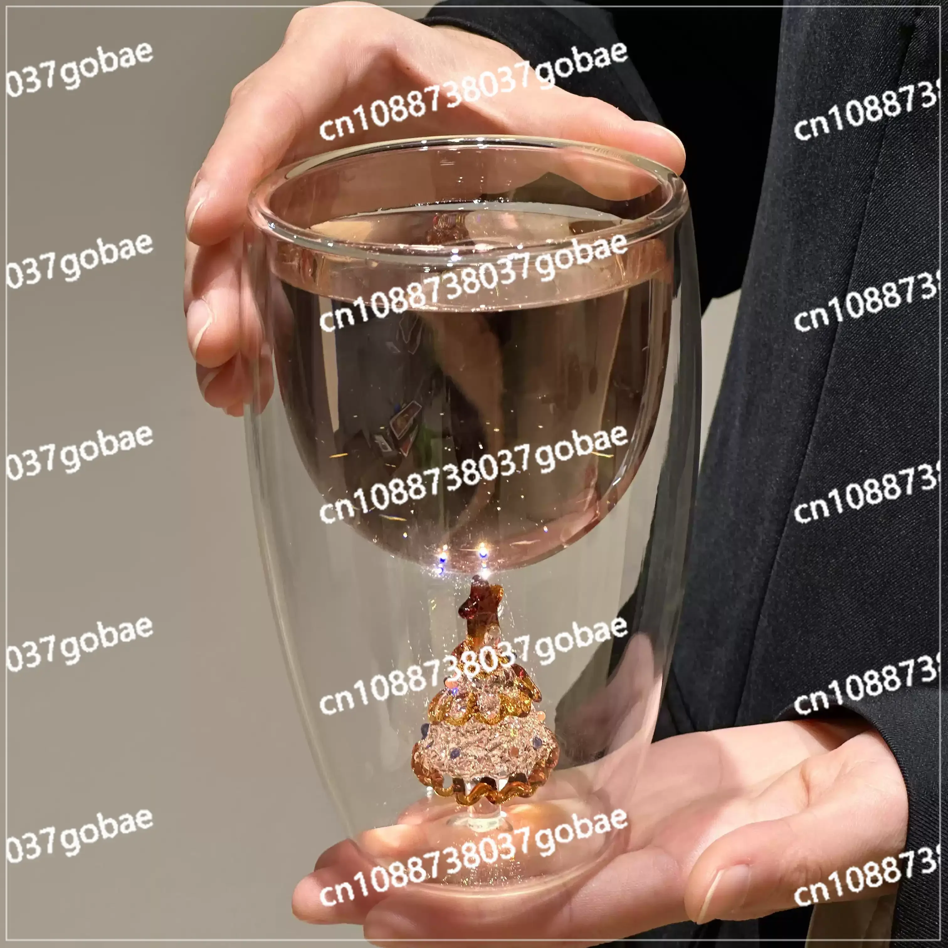 

Домашние креативные прозрачные стаканы для сока и холодных напитков на Рождество, из двойного высокопрочного боросиликатного стекла, с объемным изображением рождественской елки