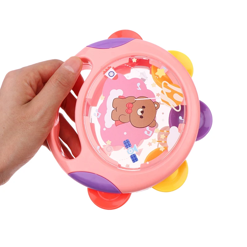 15.5*14cm 아기 악기 휴대용 드럼 몬테소리 장난감 유아를위한 딸랑이 대화 형 음악 교육 어린이 장난감
