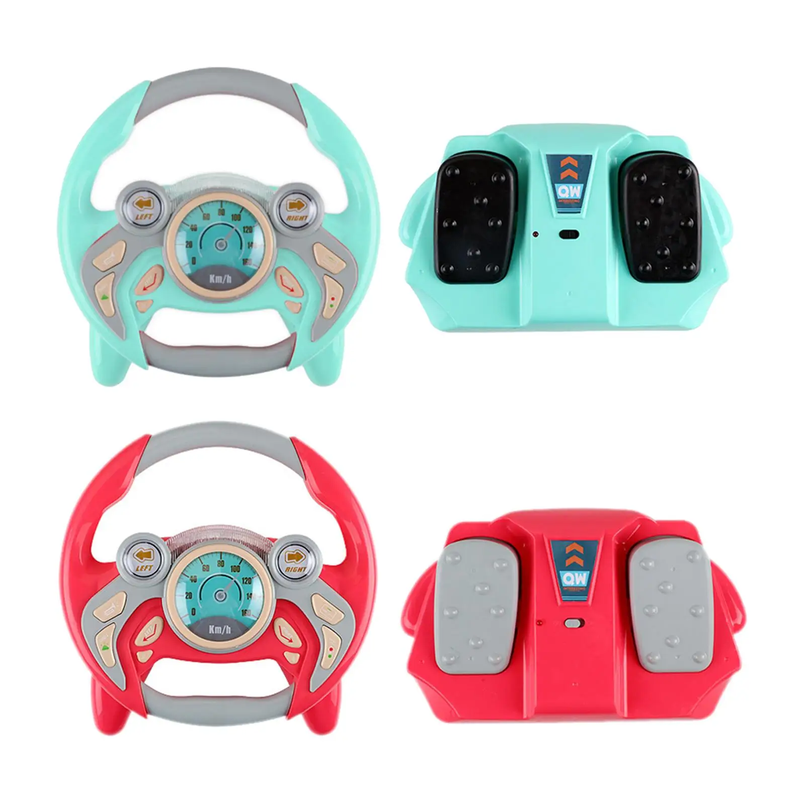 Kids Simulation Steering Wheel Toy Copilot Toy Gift W/Light Music with Simulation Brake Pedal Sounding Toy Electric Toys